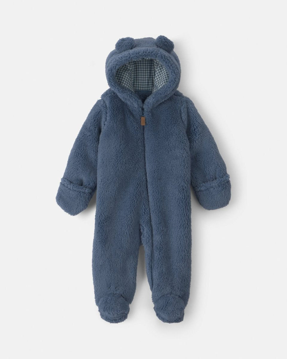 Mono de borreguito con capucha de oso, azul - Carter's