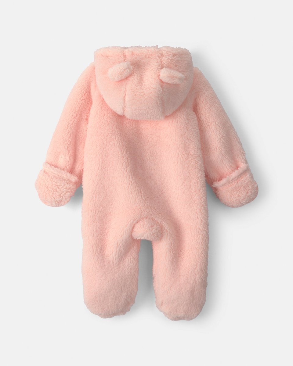 Mono de borreguito con capucha de oso, rosa - Carter's