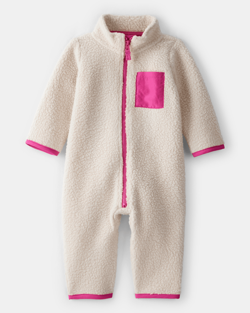 Mono de forro polar con cremallera y bolsillo bicolor rosa - Carter's