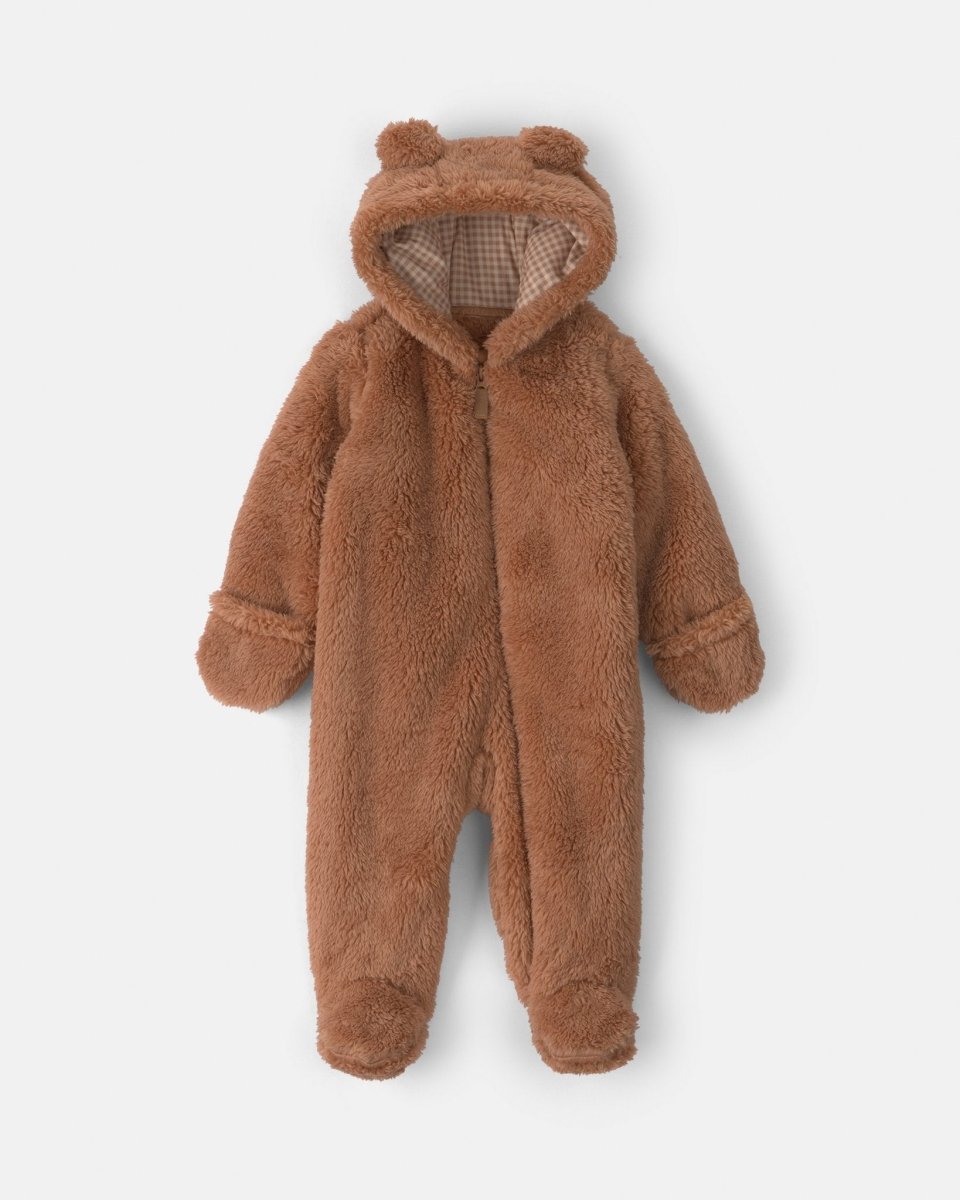 Mono de polar teddy con capucha, oso en marrón - Carter's