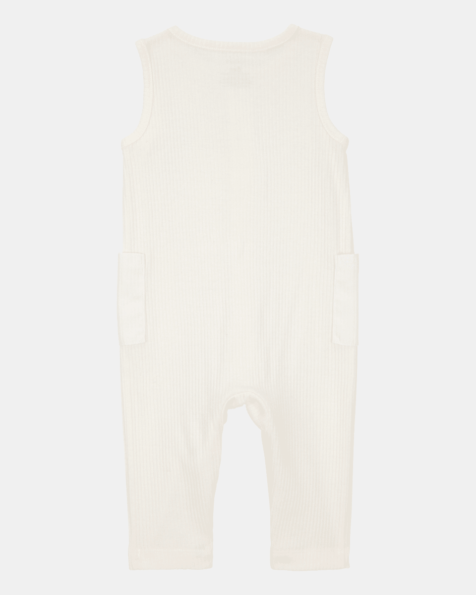 Mono y calcetines algodón punto canalé marfil - Carter's