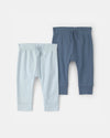 Pack 2 calças de algodão com cintura elástica, azul