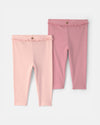 Pack 2 calças de canelado com folhos, rosa