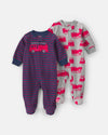 Pack 2 pijamas de polar, camiões de bombeiros às riscas