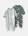 Pack 2 pijamas de polar com fecho, leite e bolachas