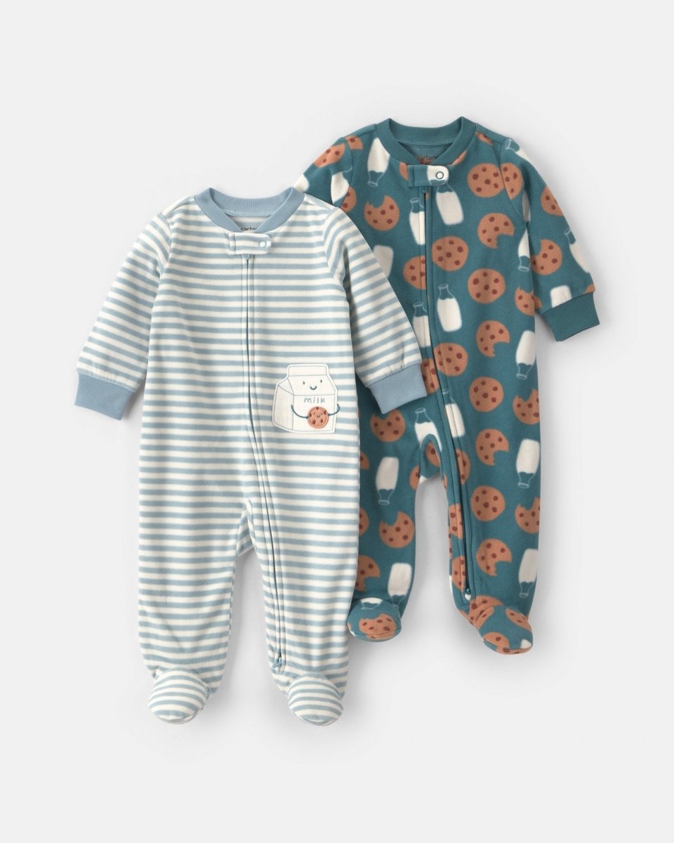 Pack 2 pijamas de polar con cremallera, leche y galletas - Carter's
