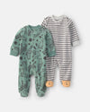 Pack 2 pijamas de polar com fecho, safari às riscas