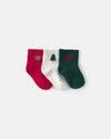 Pack 3 pares de meias tipo botinha, ícones de Natal