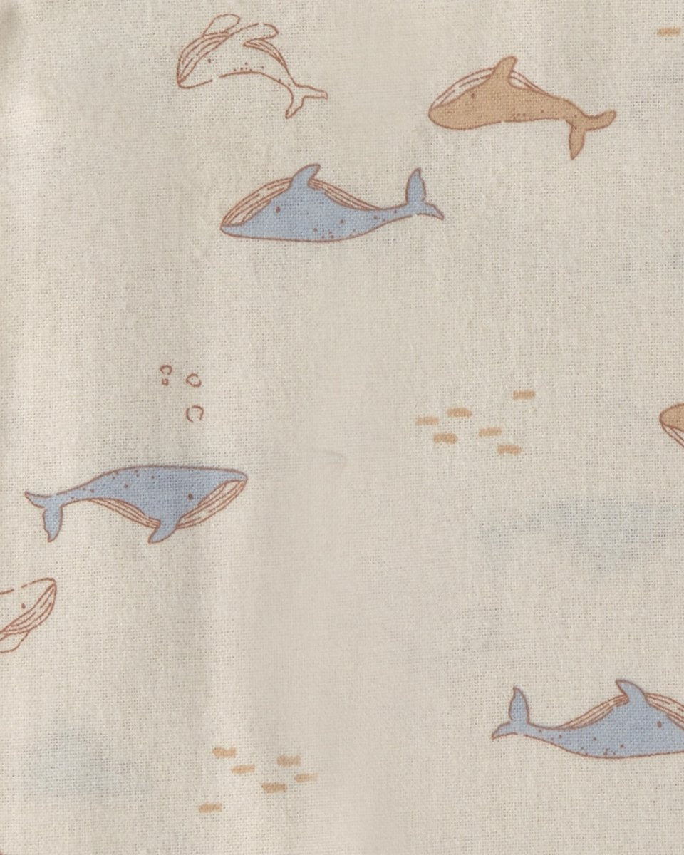 Pack 4 mantas de franela, ballenas en azul y marfil - Carter's