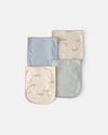 Pack of 4 cotton burp cloths, whales