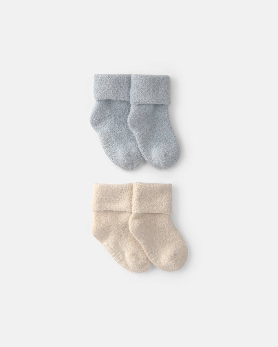Pack 4 pares de patucos para bebé, azul y marfil
