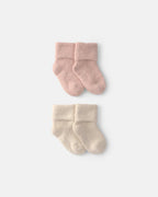 Pack 4 pares de patucos para bebé, rosa y marfil