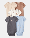Pack of 5 short-sleeved bodysuits with food embroidery