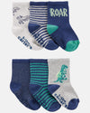 6-pack multi-color dinosaur baby socks