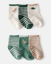 Pack of 6 baby ankle socks with dinosaurs