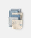 Pack of 6 terry washcloths, blue bears