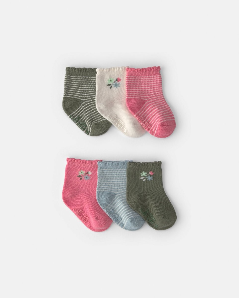 Pack 6 pares de calcetines con borde festoneado, flores - Carter's