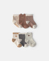 Pack 6 pares de meias invisíveis, ursos e riscas
