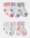 Pack de 6 botinhas de bebé rosa e roxo com punhos