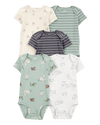 Pack of five cotton bodysuits with dog design