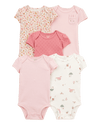 Five-pack of pink short-sleeve cotton bodysuits