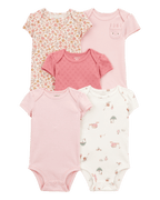 Pack cinco bodies algodón manga corta rosadas - Carter´s