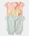 Pack de cinco bodies de algodão, estampadodo de frutas