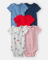 Pack de cinco bodies de algodão, estampadodo náutico