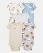 Pack cinco bodies de algodón, estampados de galletas y nubes - Carter's