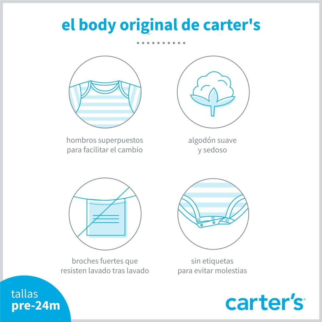 Pack cinco bodies de algodón, manga corta, azules - Carter´s España