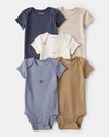 Five-piece short-sleeved bodysuit pack with dog design