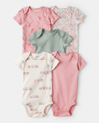 Pack cinco piezas body manga corta con tren y flores - Carter's
