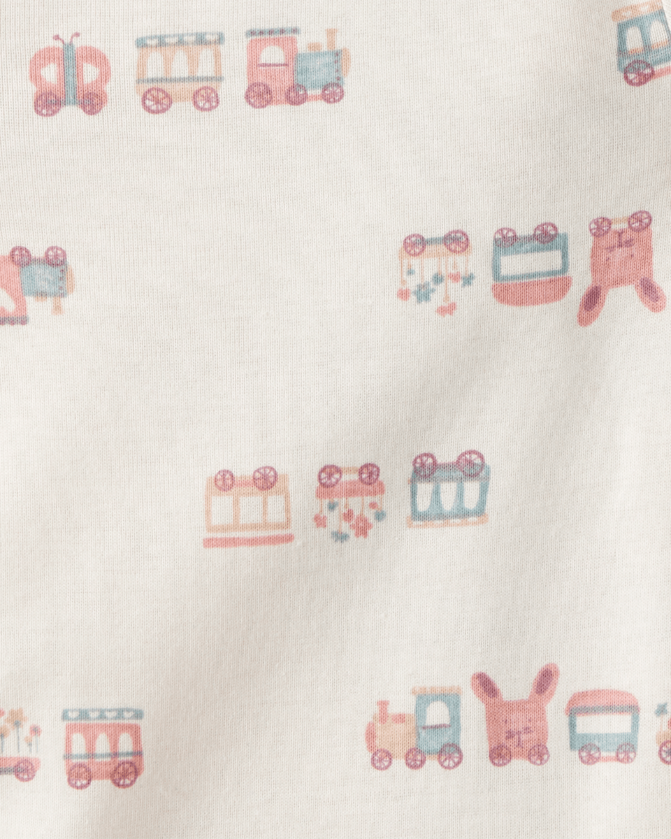 Pack cinco piezas body manga corta con tren y flores - Carter's