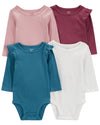 Pack of four cotton bodysuits, sleeves with ruffles