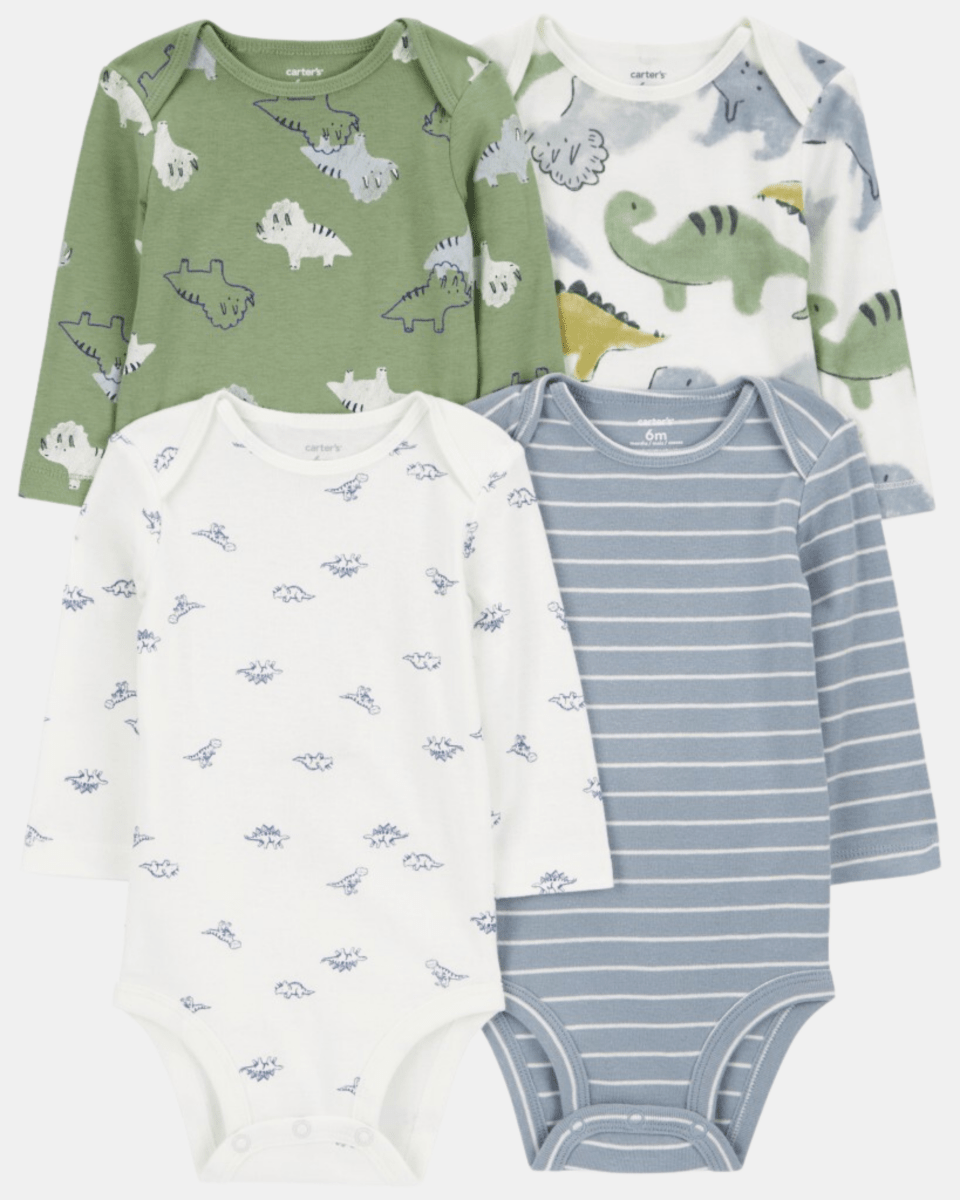 Pack cuatro bodies diseño dinosaurios y rayas - Carter's