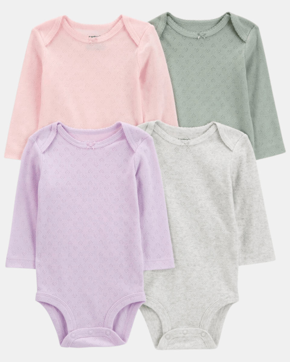Pack cuatro bodies en lila, rosa, verde y gris - Carter's