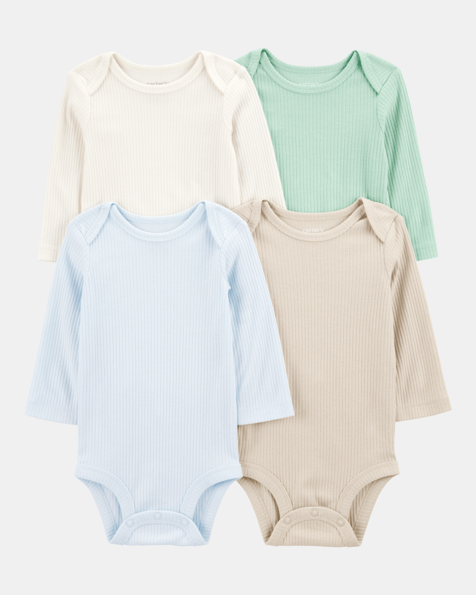 Pack de cuatro bodies de manga larga en verde, gris y azul - Carter's
