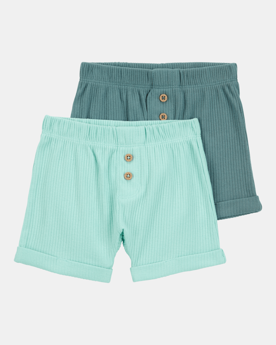Pack de dos pantalones cortos de algodón con cintura elástica celeste - Carter's