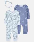 Pack dos pijamas de algodón y vincha diseño mariposas - Carter's