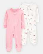 Pack dos pijamas enteros de algodón con cremallera bidireccional diseño animalitos - Carter's