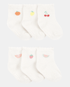 Pacote com seis pares de meias felpudas com estampado de frutas