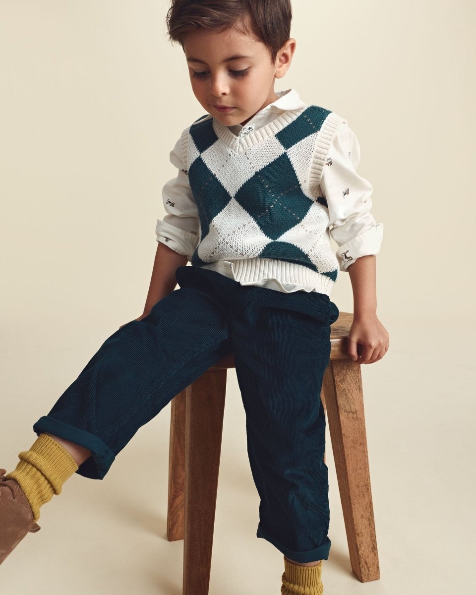 Pantalón de pana con tirantes extraíbles, azul marino - Carter's