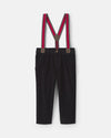 Pantalón de pana recto con tirantes, negro