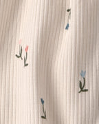 Pelele corto de algodón acanalado, diseño floral crema - Carter's