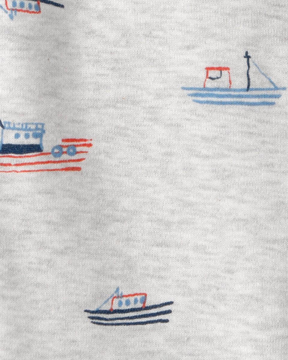 Pelele corto de algodón, diseño barcos gris - Carter's
