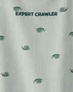 Pelele corto de algodón, diseño caracoles verde - Carter's