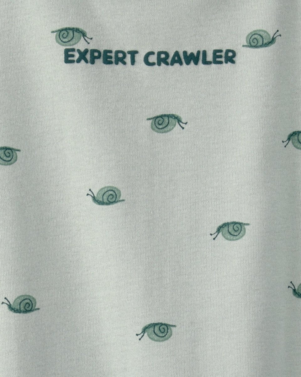 Pelele corto de algodón, diseño caracoles verde - Carter's