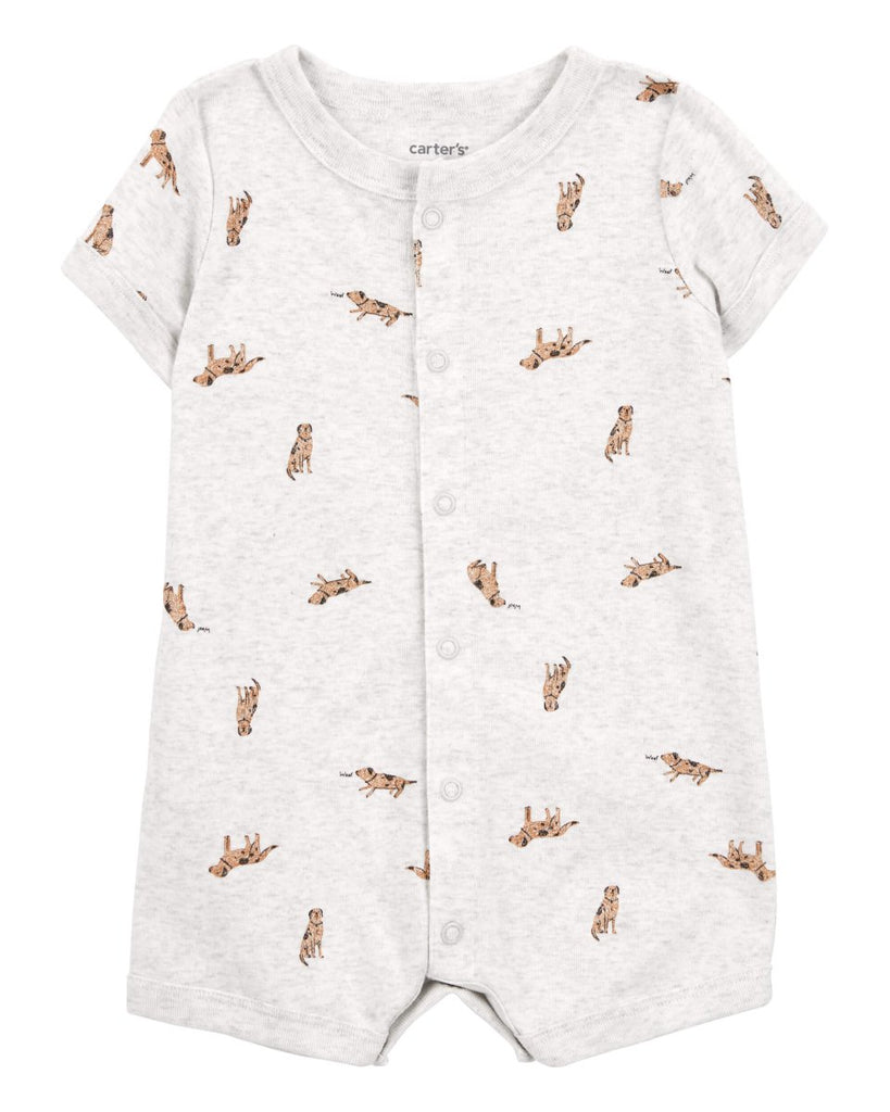 Pelele de manga corta con estampado de perro en color gris - Carter´s España