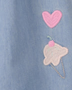 Pelele largo de algodón chambray sin mangas con bordado - Carter's