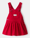 Red cotton corduroy overalls